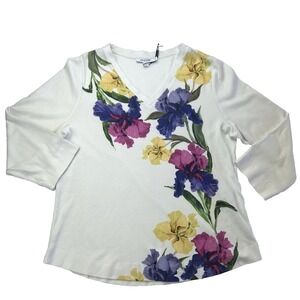 NWT Chico's 3/4 Sleeve Coastal Grandma Floral Effortless Size L